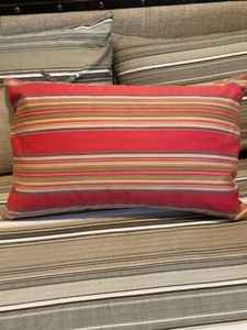 NEW Pottery Barn Davis Striped Lumbar Pillow Cover Sham Red Beige 16x26" NWT - Picture 1 of 3