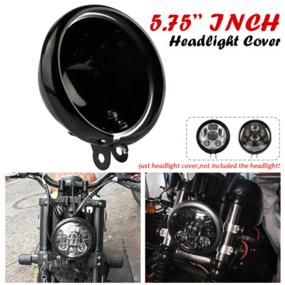 Universal Motorrad Rund LED 5-3/4 5.75" Scheinwerfer Gehäuse Eimer Shell Schwarz - Bild 1 von 4