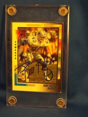 Wild Card NFL Dallas Cowboys Bill Bates 1992 Trading Card #271 Autographed - Image 1 of 2