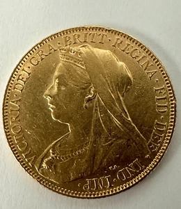 1900 United Kingdom Gold Full Sovereign Queen Victoria Old Veil Head Gold Coin - Picture 1 of 11