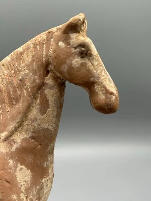 Horse Statue Terra Cotta War Horse on Black Wood Base Artissance 8.75" - Image 1 of 4