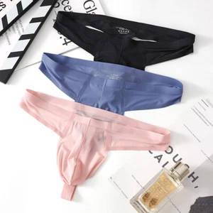 Men's Low-Rise Thong Underwear One Piece Trunk Briefs T-Back - Picture 1 of 24
