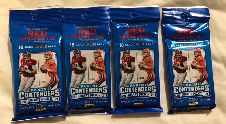 Lot Of 4 2021 Contenders Draft Picks NFL Football Cello Fat Value Packs - Red - Image 1 of 1