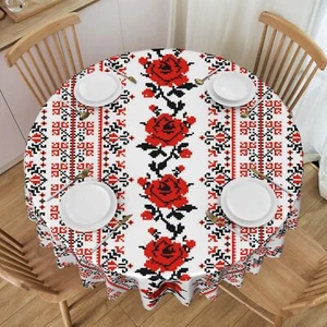 Ukrainian Embroidery Style Round Tablecloth 60" Lace Tablecloth Catering/Party - Picture 1 of 9