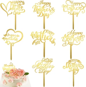 9 Pcs Happy Mothers Day Cake Topper, Acrylic Cake Toppers Double-Sided Glitter C - Picture 1 of 7