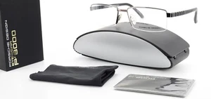 PORSCHE DESIGN Brille P 8163 57-17 A 140 Silver Gray Half-Rim Optic Men +Case - Picture 1 of 13
