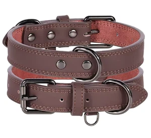 1 collier cuir véritable MARRON chien haute qualité résistant souple - S M L XL - Imagen 1 de 6
