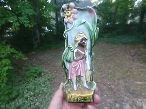 "Antiguo jarrón Art Nouveau de cerámica negro africano para mujer 7,5" - Imagen 1 de 9