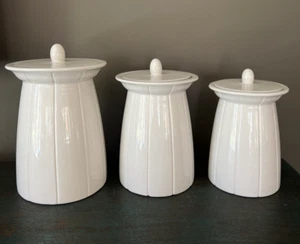 VINTAGE 1990's MICHAEL GRAVES WHITE CANISTER STORAGE JAR SET / 3 PIECES - Picture 1 of 15