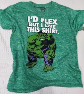 Marvel Comics Hulk Boy's T Shirt Green Size 7 I'd Flex But I Like This Shirt New - Picture 1 of 8