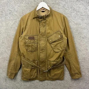 Barbour Giacca Uomo Media Beige 4oz Leggera SL Cappotto Cera Cintura Biker - Foto 1 di 10