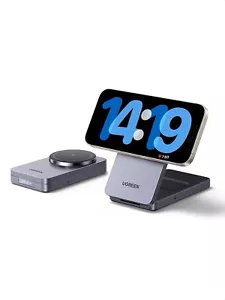 MagFlow MagSafe Charger for iPhone 16, Qi 15W Wireless Charger Stand, 2-in-1 - Picture 1 of 9