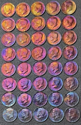 Kennedy Half Dollar 40% Silver Uncirculated Monster Rainbow Toning 1965 - 1969 - Image 1 of 4