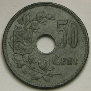 BELGIUM 50 Centimes 1918 - Zinc - German Occupation W.W.I. - VF/XF - 3164 * - Picture 1 of 2