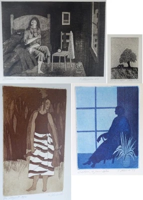 4 Original Radierungen Signiert S. Hainois ´79 & ´80 * Gerahmt - Bild 1 von 4