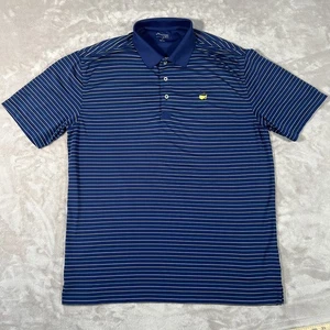 Masters Tech Polo Shirt Mens Large Blue Golf Performance Augusta National Logo - Picture 1 of 15
