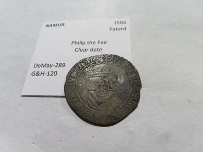 C48 Borgoña Países Bajos Namur Felipe la Feria 1503 AR Patardo Fecha Clara Foto 1 de 2