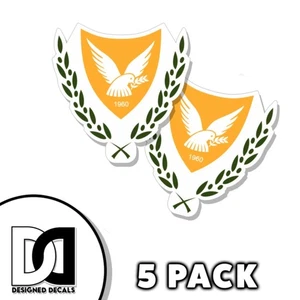 Chipre Escudo de Armas Adhesivo Calcomanía Vinilo Bandera Chipriota Pegatina 3 pulgadas 5 PK - Imagen 1 de 3