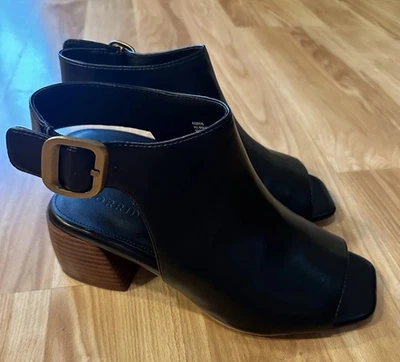 Женские туфли на каблуках Torrid 9.5 WW черные с открытым носком с пряжкой - Изображение 1 из 4