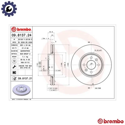 2x BRAKE DISC 09.8137.21 FOR RENAULT CLIO/MIO/II/Mk/EURO/III/CAMPUS WIND 1.8L - Image 1 of 4
