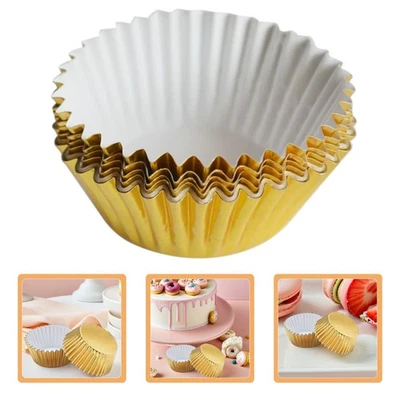 100Pcs Golden Cupcake Liners Aluminum Foil Mini Baking Cups for Desserts - Bild 1 von 4