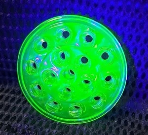 Vintage Depression Green Uranium Glass 16 Hole Flower Frog 5"  - Picture 1 of 9