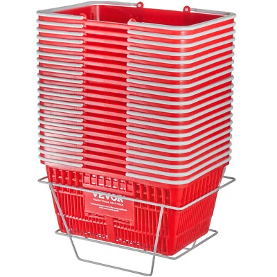 Cesta de compras portátil cesta de comestibles 20 piezas 21 L con mango y soporte rojo Foto 1 de 4