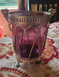 Foreside Chic Boho Exotisch Kerzenhalter Lila Glas Made in India - Bild 1 von 3