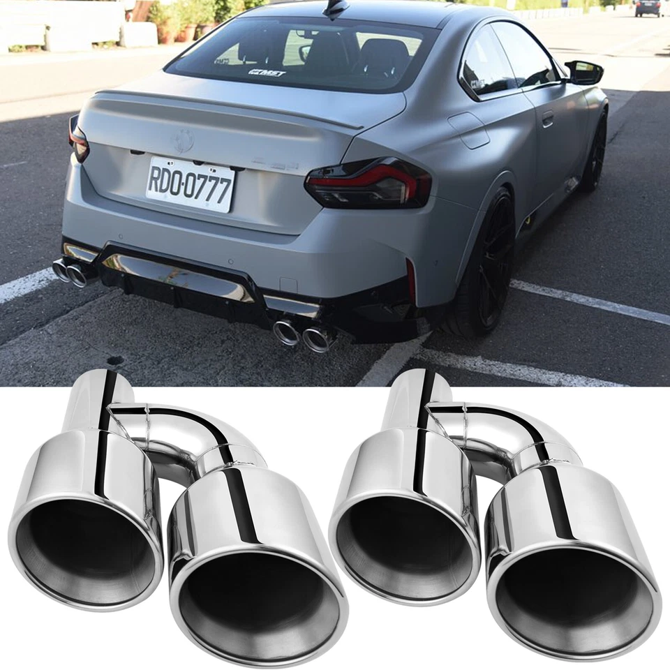 Para G42 M240i Doble 2.5" a 4" Escape Cuádruple Puntas Doble Pared Acero Inoxidable Foto 1 de 4