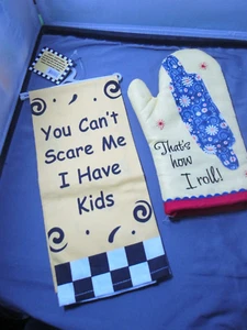 Kitchen Towel and Oven Mitt - NEW - You Can't Scare Me, I have kids. - Picture 1 of 6