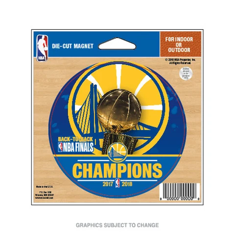 GOLDEN STATE WARRIORS 2018 NBA FINALS CHAMPIONS DIE CUT VINYL MAGNET 4"X4" Cover