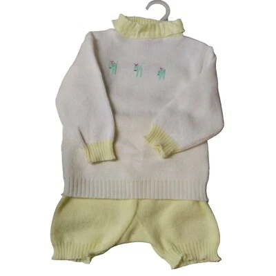 Suéter y Pantalones Cortos Vintage Adorable Togs Bebé Tejido Amarillo y Crema 24 Mos Foto 1 de 3