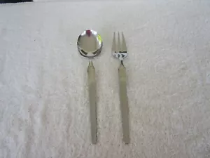CUCHARA Y TENEDOR DE COLECCIÓN STANLEY ROBERTS SRI ""CORTINA"" CUCHARA Y TENEDOR SERVIDORES ACERO INOXIDABLE SATINADO JAPÓN - Imagen 1 de 9