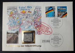 Germany "BRANDENBURG GATE ~ REUNIFICATION" Berlin Wall Fragment Cover 1990 - Picture 1 of 16