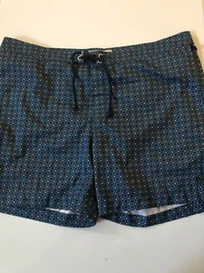 PENGUIN Mens Surf Swim Boardshorts Geometric Vintage Print Size 38 Teal Blue - Picture 1 of 10