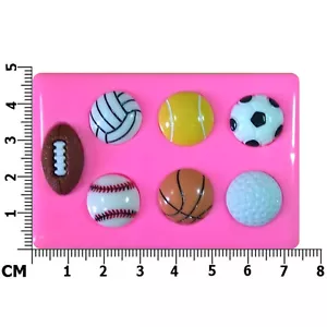 Sports Balls Football Soccer Rugby Tennis Gol Silicone Mould by Fairie Blessings - Picture 1 of 5