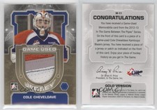 2012-13 ITG Between the Pipes Game-Used Jersey Gold Cole Cheveldave #M-11