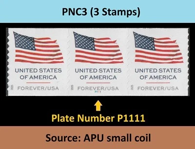 US 6017 Flag F PNC3 P1111 (from APU small coil) MNH 2025 - Image 1 of 3