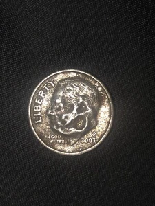 Error 2003 P Roosevelt dime - Chin Strap Struck on a Defective Planchet. - Picture 1 of 7