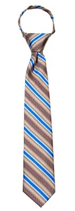 Corbata con cremallera a rayas azules doradas de 14 pulgadas para niño - Imagen 1 de 1