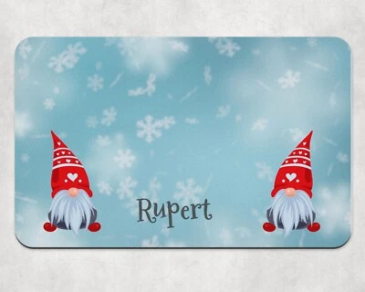 personalised pet bowl mat hand made personalised Christmas dog cat bowl gonk mat - Image 1 of 3