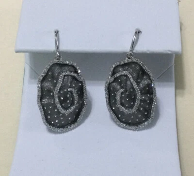EFFY BH Silver Earring Diamond 0.45 CT’s Oval Shap W. White & Black Rhodium NWT - Image 1 of 4