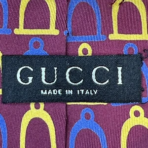 £180 GUCCI HERRENKRAWATTE ROT STEIGBÜGELMUSTER MUSTER LUXUS HERGESTELLT IN ITALIEN Y6 - Bild 1 von 14