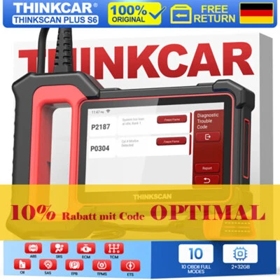 THINKSCAN PLUS S6 Profi KFZ OBD2 Diagnosegerät Auto Scanner ABS SRS ECM TCM DE - Bild 1 von 4
