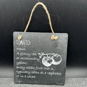 Rustic Natural Black Slate Kitchen Wall Art Hanging Tomato Sign Plaque Decor - Picture 1 of 6