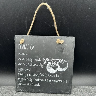 Rustic Natural Black Slate Kitchen Wall Art Hanging Tomato Sign Plaque Decor - Image 1 of 4