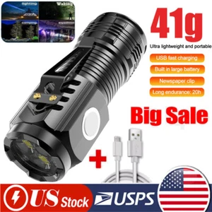 Three-Eyed Monster Mini Flash Super Power Flashlight USB Rechargeable Waterproof - Picture 1 of 21