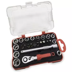 Lumberjack 25 Piece 1/4" Square Drive Metric Socket Set with Screwdriver Bits - Picture 1 of 9