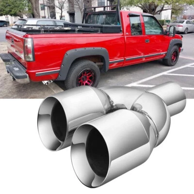 Punta de escape doble para Chevy Silverado 1500 2,5" ID a 3,5" OD punta de tubo de escape Foto 1 de 4