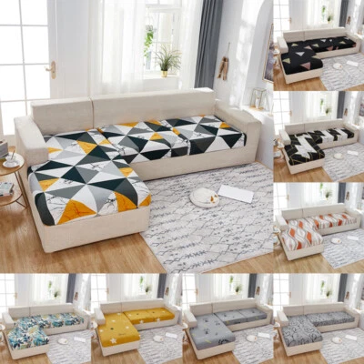 1-4 Seaters Sofa Seat Cushion Covers Stretch Printed Couch Slipcover Protector - Image 1 of 4